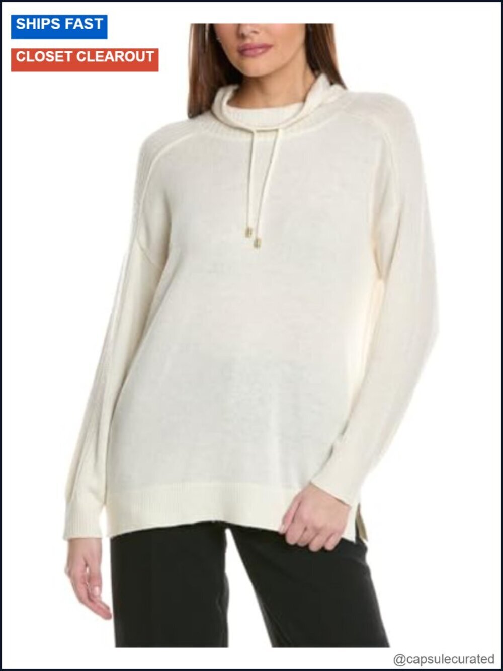 Women's Mock Neck Sweatshirt with D-String Cashmere Blend